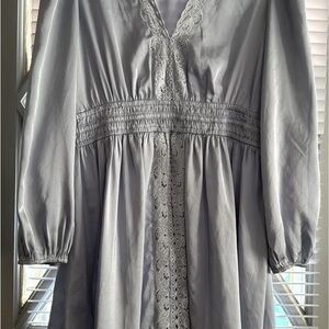 Lovestitch Gray/baby blue Lace-Accent Dress